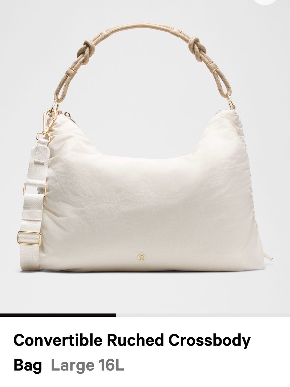 lululemon athletica Convertible Ruched Crossbody Bag in Cream and Tan